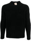 Ten C Long-sleeved Textured Jumper In Schwarz