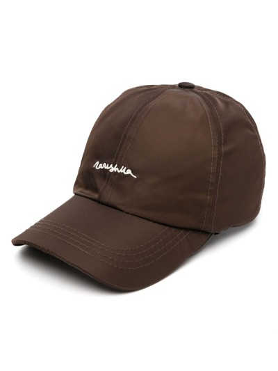 Nanushka Logo刺绣抽绳棒球帽 In Brown