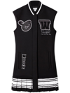 Off-white Meteor Bling Varsity Striped Embroidered Wool-blend Mini Dress In Black