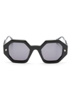 NANUSHKA HEXAGONAL-FRAME LOGO-PLAQUE SUNGLASSES