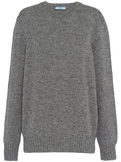 Prada Triangle-logo Wool Jumper In Grey
