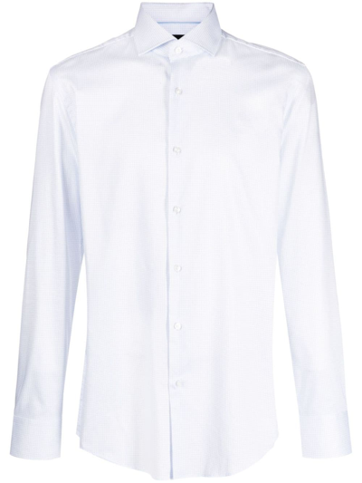 Hugo Boss Graphic-print Cutaway-collar Shirt In Blau