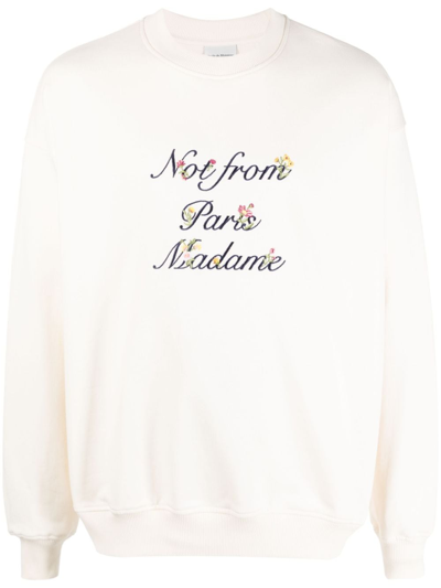 Drôle De Monsieur Text-print Cotton Sweatshirt In White