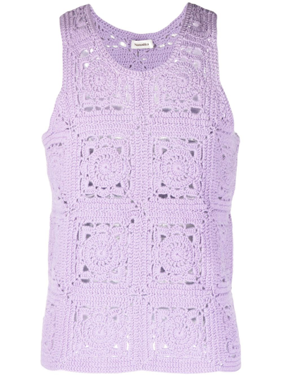 Nanushka Crochet-knit Top In Purple