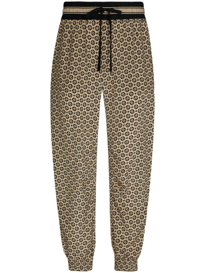 DOLCE & GABBANA MONOGRAM-PATTERN PRINT SILK TROUSERS
