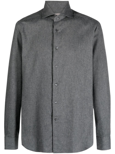 Corneliani Cutaway-collar Cotton Shirt In Grau