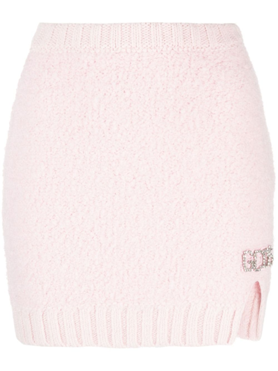 Gcds Hairy Logo-plaque Miniskirt In Rosa