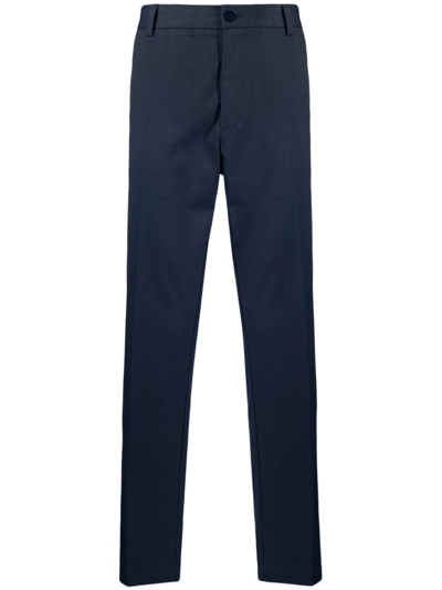 Hugo Boss Mid-rise Cotton Blend Chinos In Blue