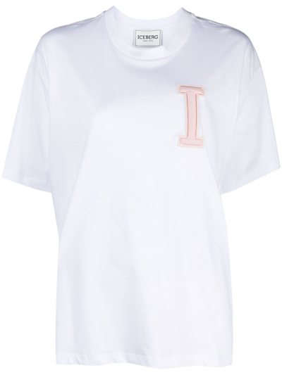 Iceberg Logo-patch Cotton T-shirt In Weiss