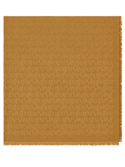 Saint Laurent Jacquard Square Scarf In Brown