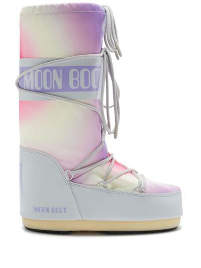 Moon Boot Icon Tie-dye Padded Boots In Grey,multicolor