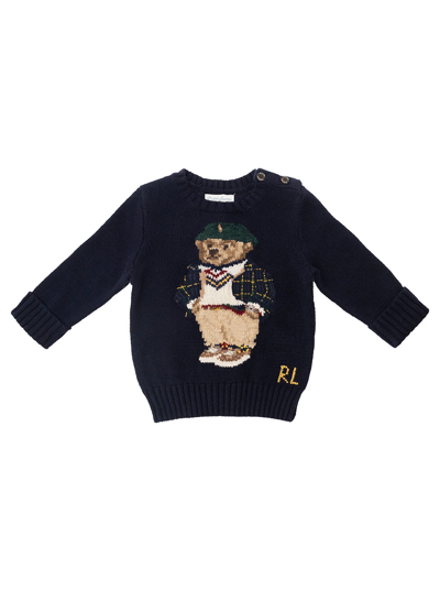 Polo Ralph Lauren Kids' Ls Bear Pullover In Blu