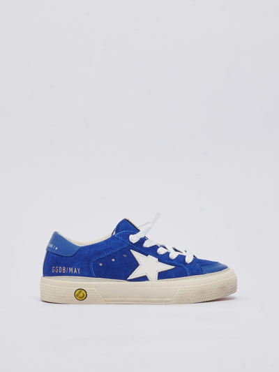 Golden Goose Kids' May Suede & Leather Lace-up Sneakers In Blue