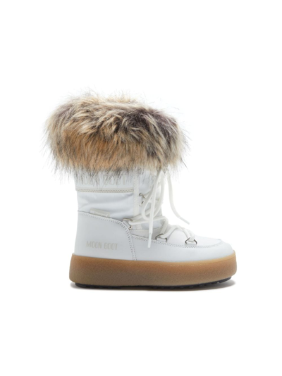 Moon Boot Kids' Logo-print Faux-fur Boots In White