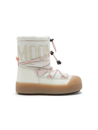 Moon Boot Kids' Logo-print Round-toe Boots In White