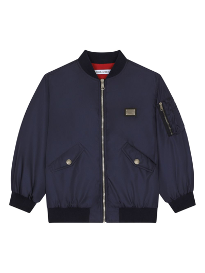 Dolce & Gabbana Kids' Too Cool For School Bomber Jacket In Blue