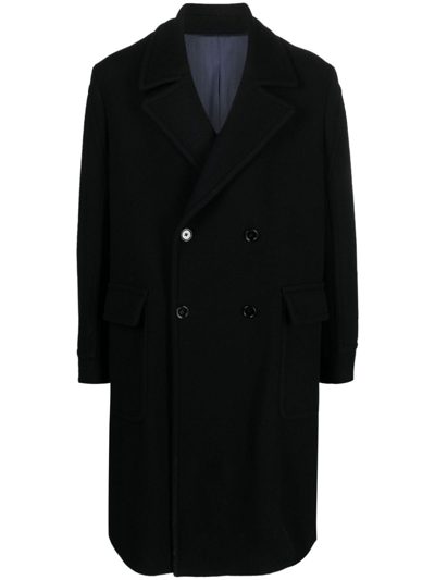 Dondup Virgin Wool-blend Mid Coat In Black