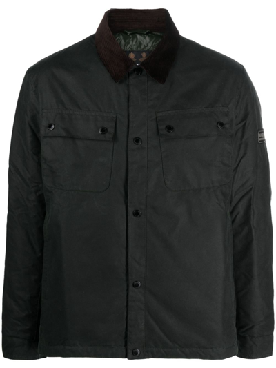 Barbour Corduroy-collar Wax Jacket In Green
