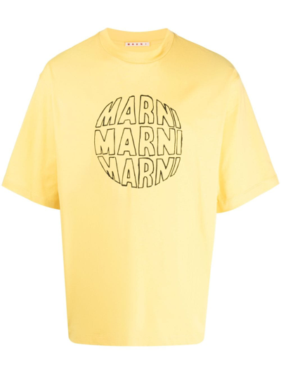 Marni Logo-print Cotton T-shirt In Giallo