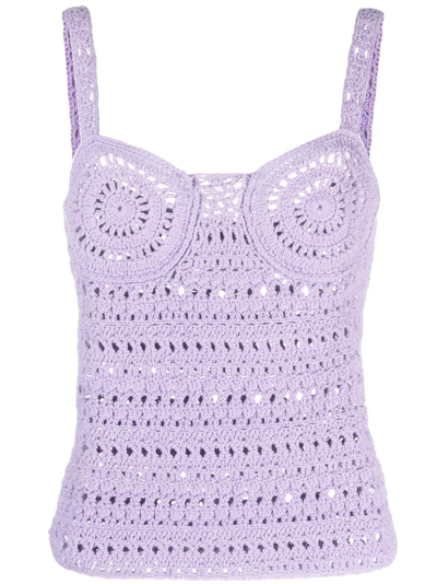 Nanushka Bustier Crochet-knit Top In Purple