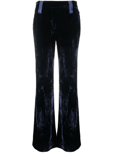 Forte Forte Flared Velvet-effect Trousers In Blue