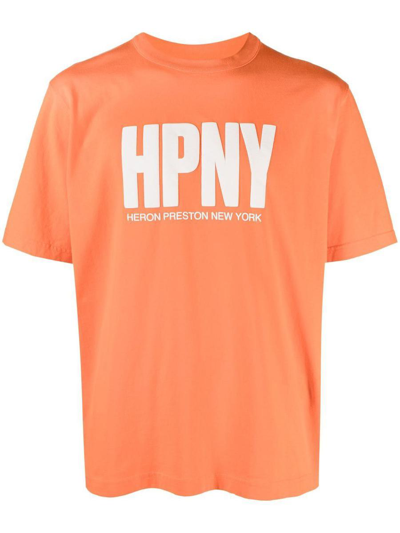 Heron Preston Hpny Print Cotton Jersey T-shirt In オレンジ