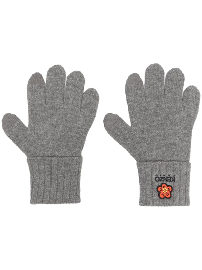 Kenzo Boke Flower Wool Gloves In Grey