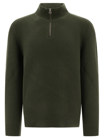 Apc A.p.c. High Neck Ribbed Knitted Jumper In Green