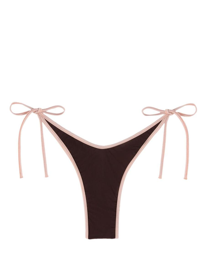 Palm Angels Contrast-trimmed Bikini Bottoms In Brown