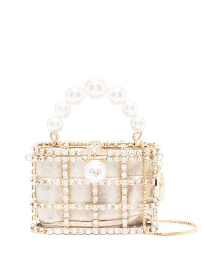 Rosantica Holli Faux Pearl-embellished Mini Bag In Golden