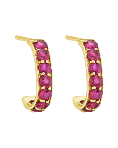 Gemstones 14k 1.00 Ct. Tw. Ruby Hook Huggie Earrings