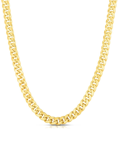 Italian Silver Miami Cuban Chain Necklace In Gold