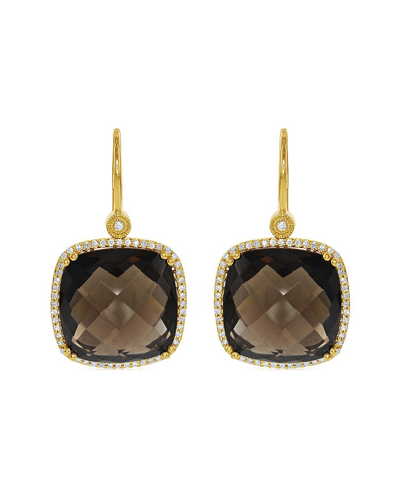Diana M. Fine Jewelry 14k 27.06 Ct. Tw. Diamond & Smokey Topaz Halo Earrings
