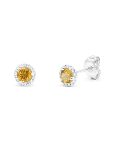 Diana M. Fine Jewelry 14k 0.75 Ct. Tw. Diamond & Citrine Halo Studs