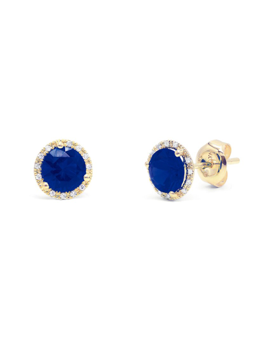 Diana M. Fine Jewelry 14k 2.98 Ct. Tw. Diamond & Sapphire Corundum Halo Studs
