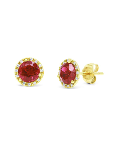 Diana M. Fine Jewelry 14k 2.29 Ct. Tw. Diamond & Ruby Corundum Halo Studs