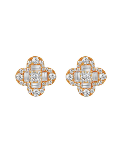 Diana M. Fine Jewelry 14k Rose Gold 1.30 Ct. Tw. Diamond Clover Studs