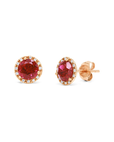 Diana M. Fine Jewelry 14k 1.13 Ct. Tw. Diamond & Ruby Corundum Halo Studs