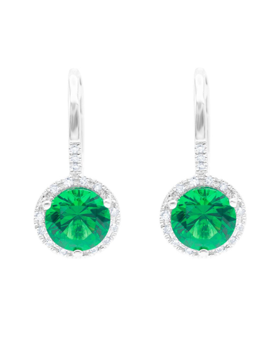 Diana M. Fine Jewelry 14k 1.72 Ct. Tw. Diamond & Emerald & Corundum Halo Earrings