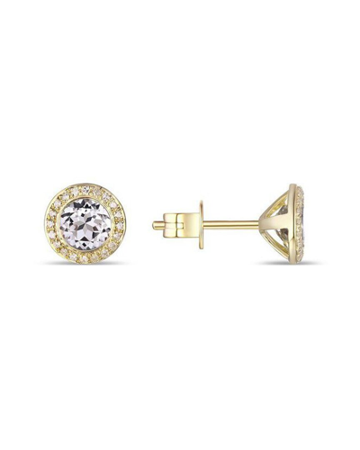 Diana M. Fine Jewelry 14k 1.59 Ct. Tw. Diamond & White Topaz Halo Studs