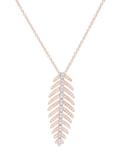 Diana M. Fine Jewelry 14k Rose Gold 0.26 Ct. Tw. Diamond Fish Spine Pendant Necklace In Multi