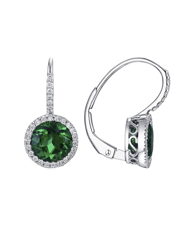 Diana M. Fine Jewelry 14k 6.70 Ct. Tw. Diamond & Emerald & Corundum Halo Earrings