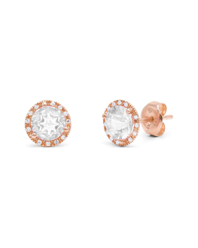 Diana M. Fine Jewelry 14k Rose Gold 1.66 Ct. Tw. Diamond & White Topaz Halo Studs