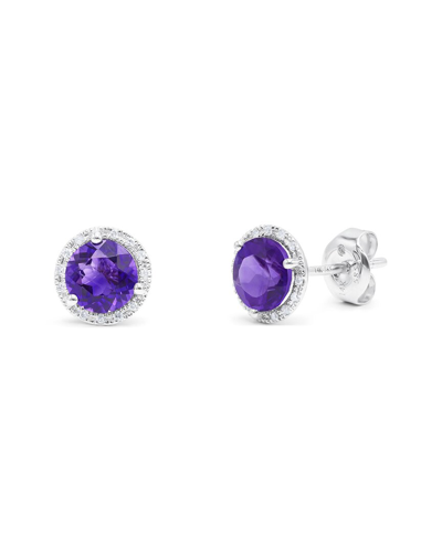 Diana M. Fine Jewelry 14k 1.65 Ct. Tw. Diamond & Amethyst Halo Studs