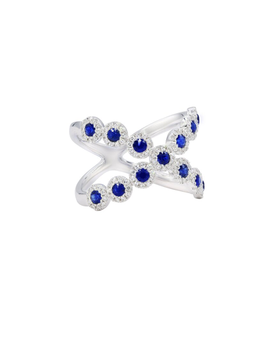 Diana M. Fine Jewelry 14k 1.01 Ct. Tw. Diamond & Sapphire X Ring