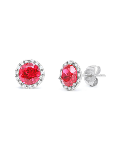 Diana M. Fine Jewelry 14k 2.17 Ct. Tw. Diamond & Ruby Corundum Halo Studs