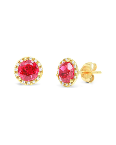 Diana M. Fine Jewelry 14k 2.18 Ct. Tw. Diamond & Ruby Corundum Halo Studs In Gold