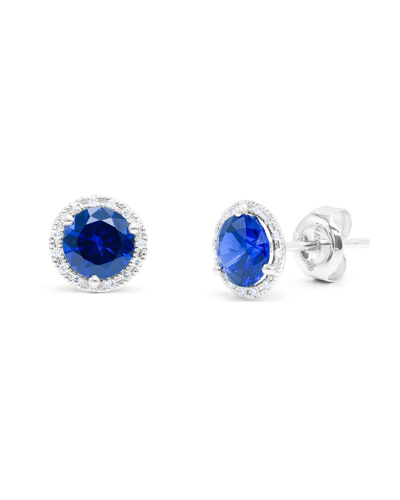 Diana M. Fine Jewelry 14k 2.12 Ct. Tw. Diamond & Sapphire Halo Studs