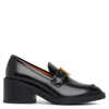 CHLOÉ MARCIE BLACK LEATHER HEELED LOAFERS