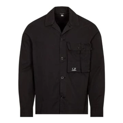 C.p. Company Gabardine Utility Overshirt In Black